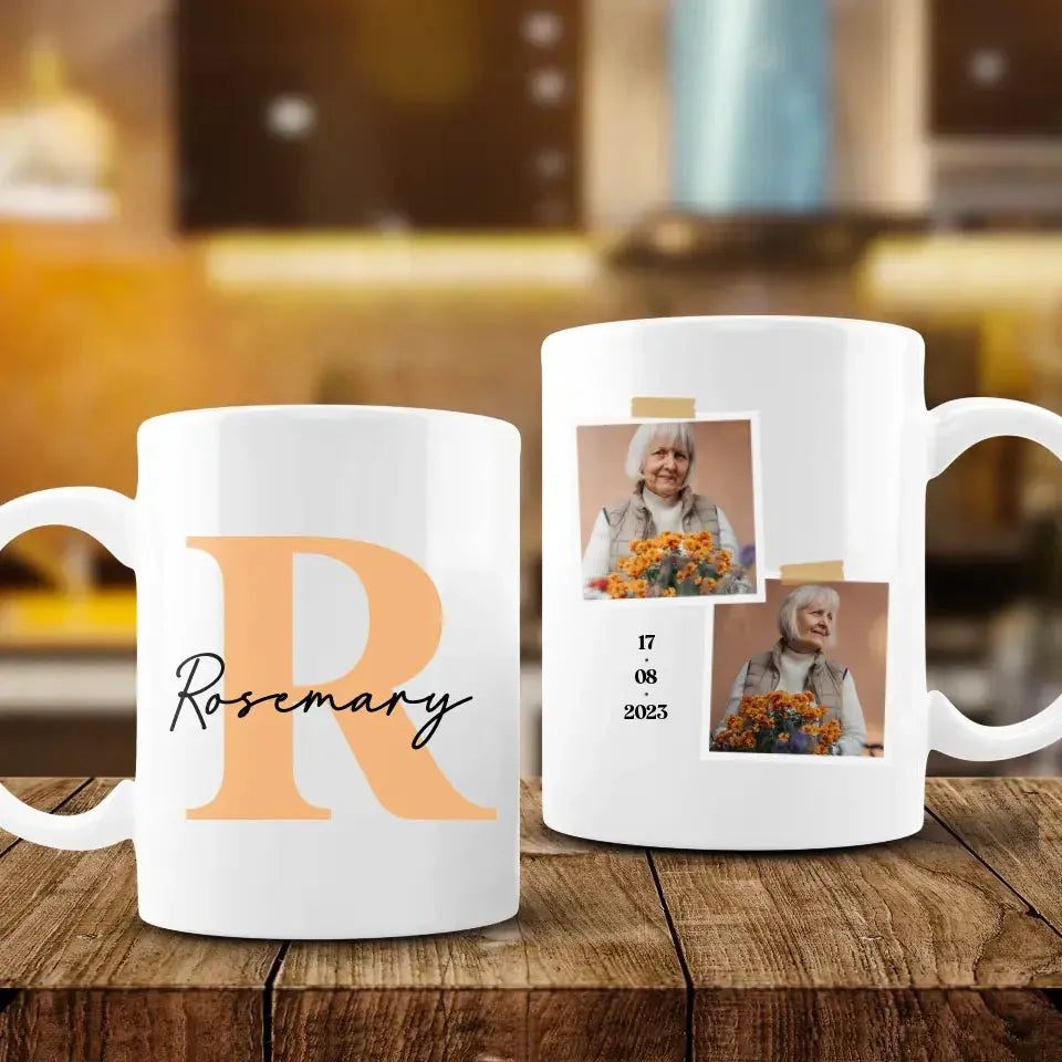 Mug With Elegant Initial - Custom Name - Personalized Gifts For Grandma - Mug