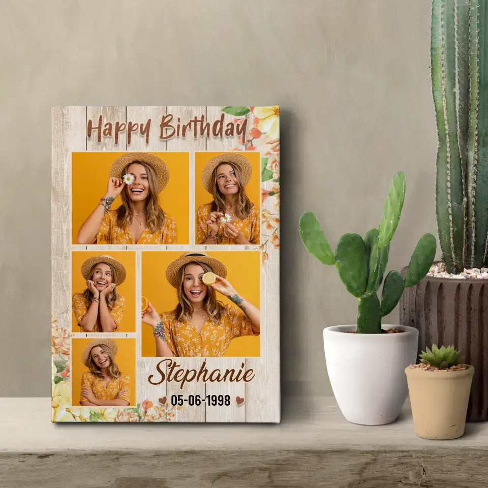 Birthday Canvas For Her - Personalized Gifts For Her - Canvas Photo Tiles