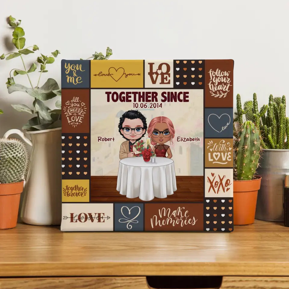 Together Since - Custom Date - Personalized Gifts For Him - Canvas Photo Tiles