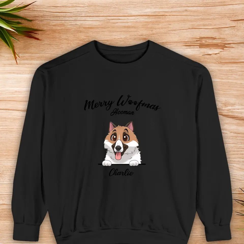 Merry Woofmas Hooman - Custom Name - Personalized Gifts For Dog Lovers - Family Sweater