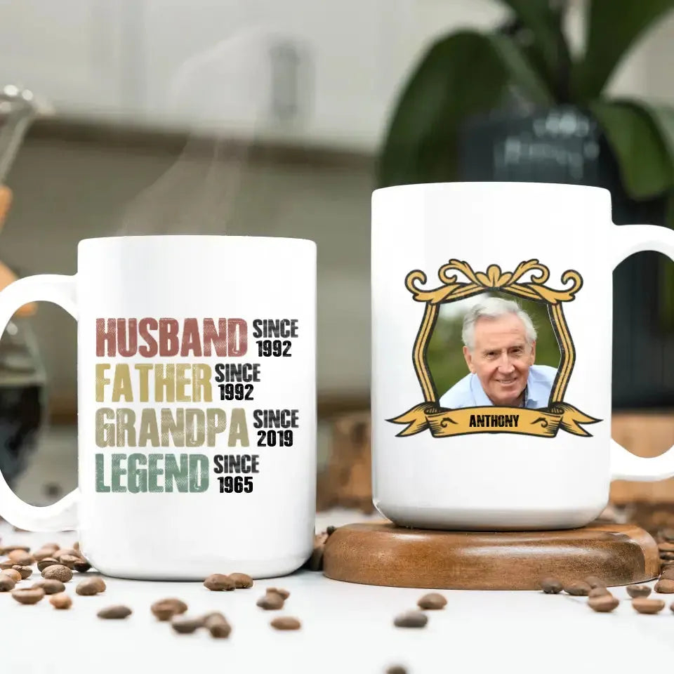 Husband, Father, Grandpa, Legend  - Personalized Gifts For Grandpa - White Mug