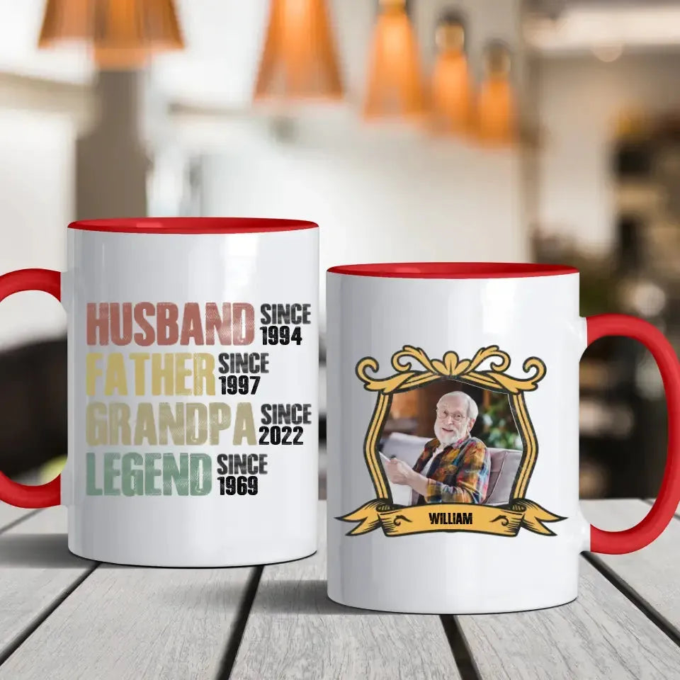 Husband, Father, Grandpa, Legend  - Personalized Gifts For Grandpa - White Mug