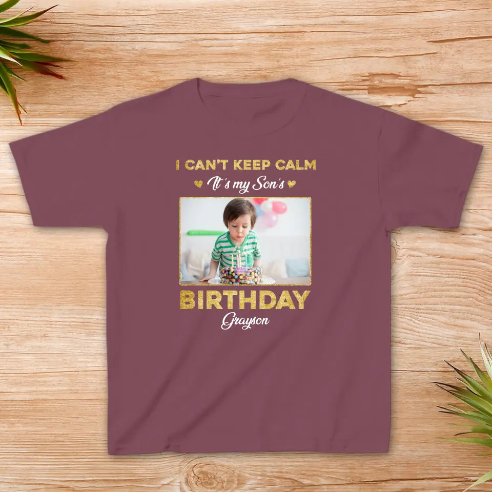 It's My Son's Birthday - Custom Photo - Personalized Gifts For Son - Family T-Shirt