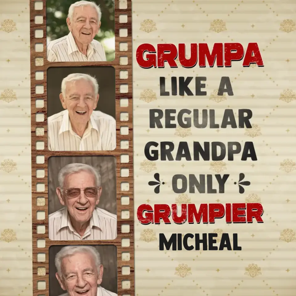Grumpa Like A Regular Grandpa - Custom Photo - Personalized Gifts For Grandpa - Pillow