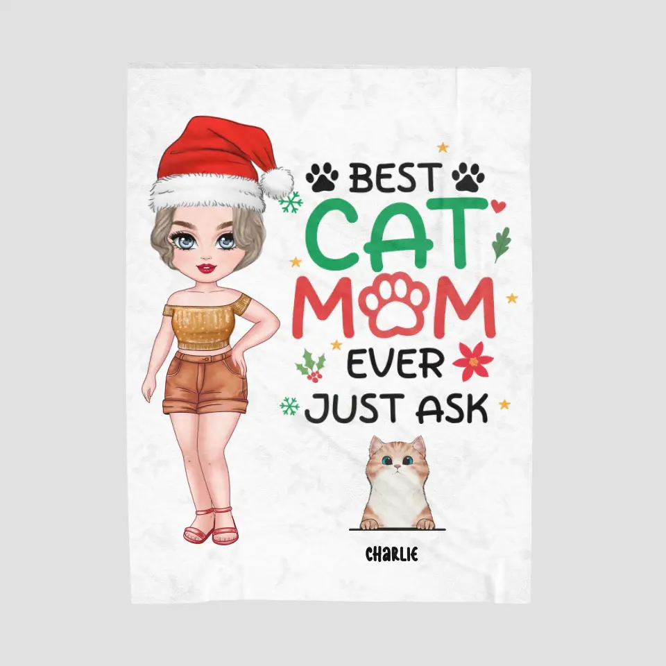 Best Cat Mom Ever - Custom Animal - Personalized Gifts For Cat Lovers - Blanket