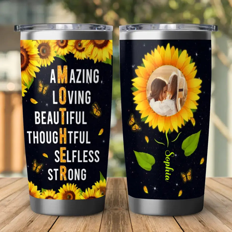 Sunflower To My Mom - Custom Photo - Personalized Gifts For Mom - 20oz Tumbler