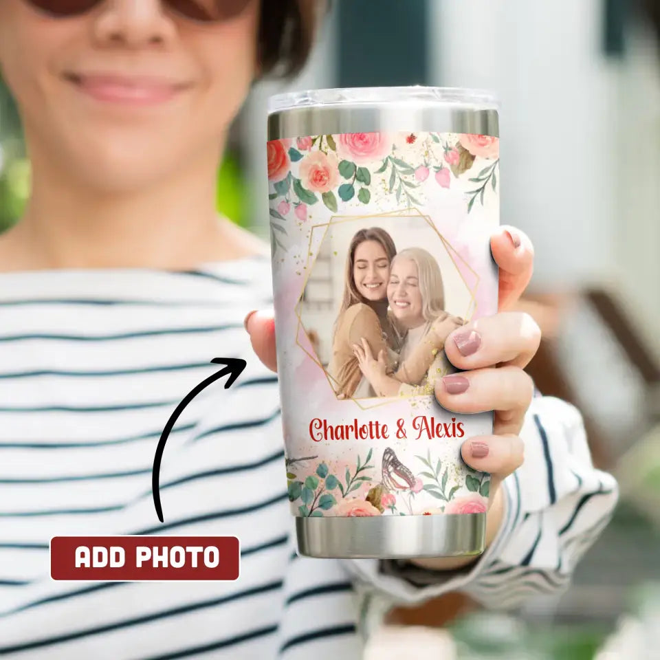 Mother and Daughter, Never Truly Part - Custom Photo - Personalized Gifts For Mom - 20oz Tumbler