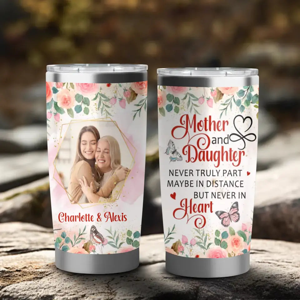 Mother and Daughter, Never Truly Part - Custom Photo - Personalized Gifts For Mom - 20oz Tumbler