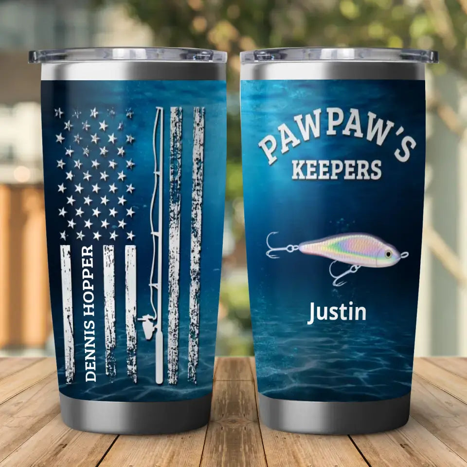 Pawpaw's Keepers - Custom Name - Personalized Gifts For Grandpa - 20oz Tumbler