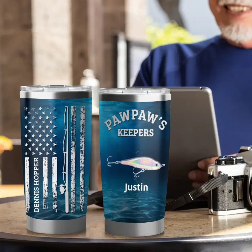 Pawpaw's Keepers - Custom Name - Personalized Gifts For Grandpa - 20oz Tumbler