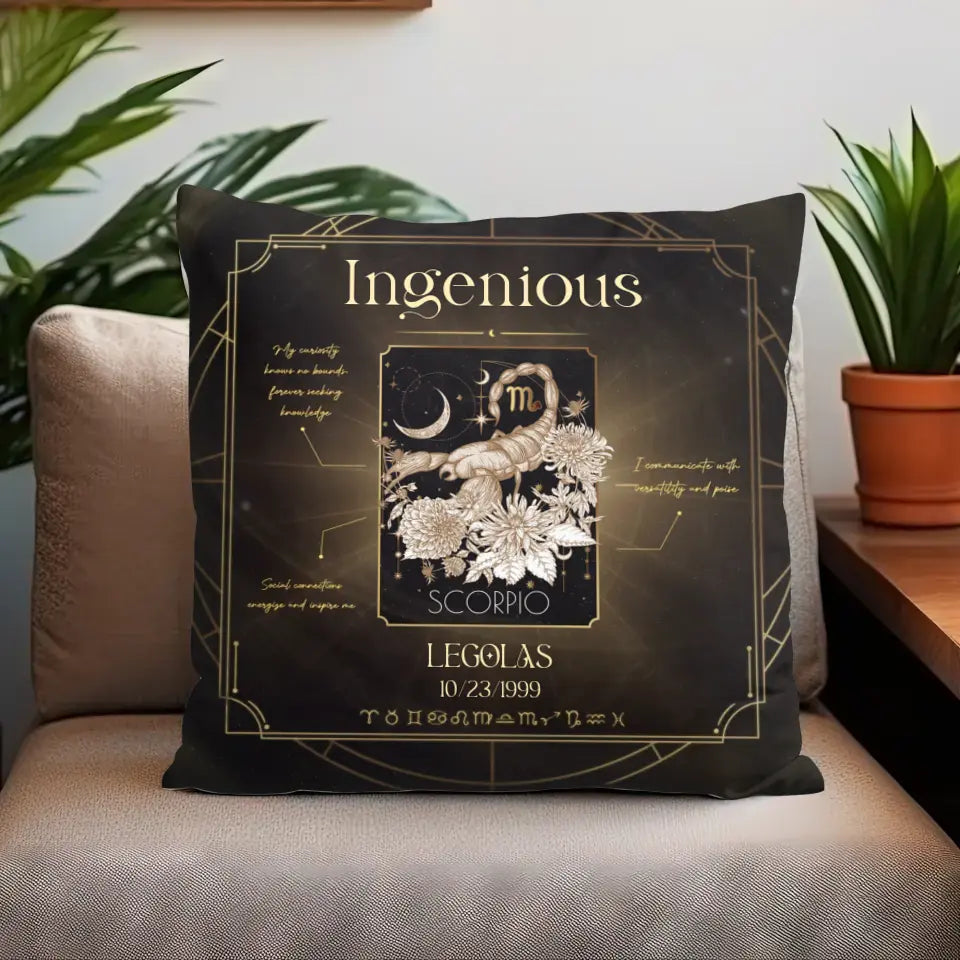 Versatility And Poise - Custom Zodiac - 
 Personalized Gifts For Him - Pillow