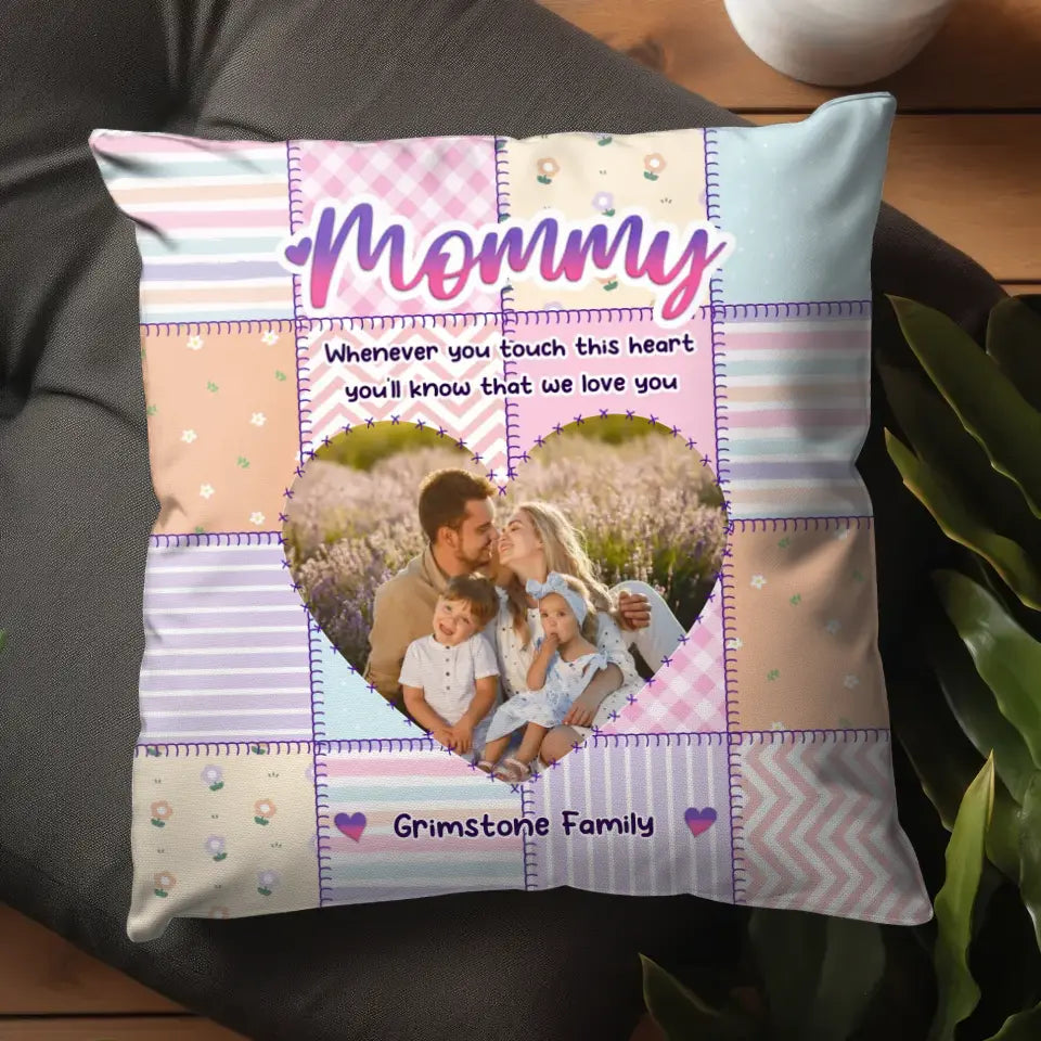 Touch This Heart Mommy - Custom Photo - Personalized Gifts For Mom - Pillow