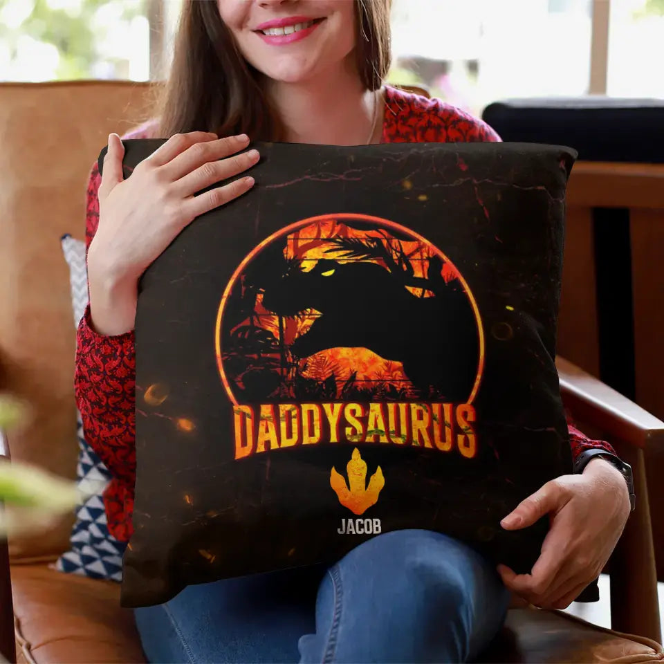 Daddysaurus - Personalized Gifts For Dad - Pillow