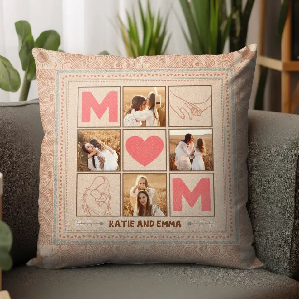 Mom Boho - Custom Photo - Personalized Gifts For Mom - Pillow