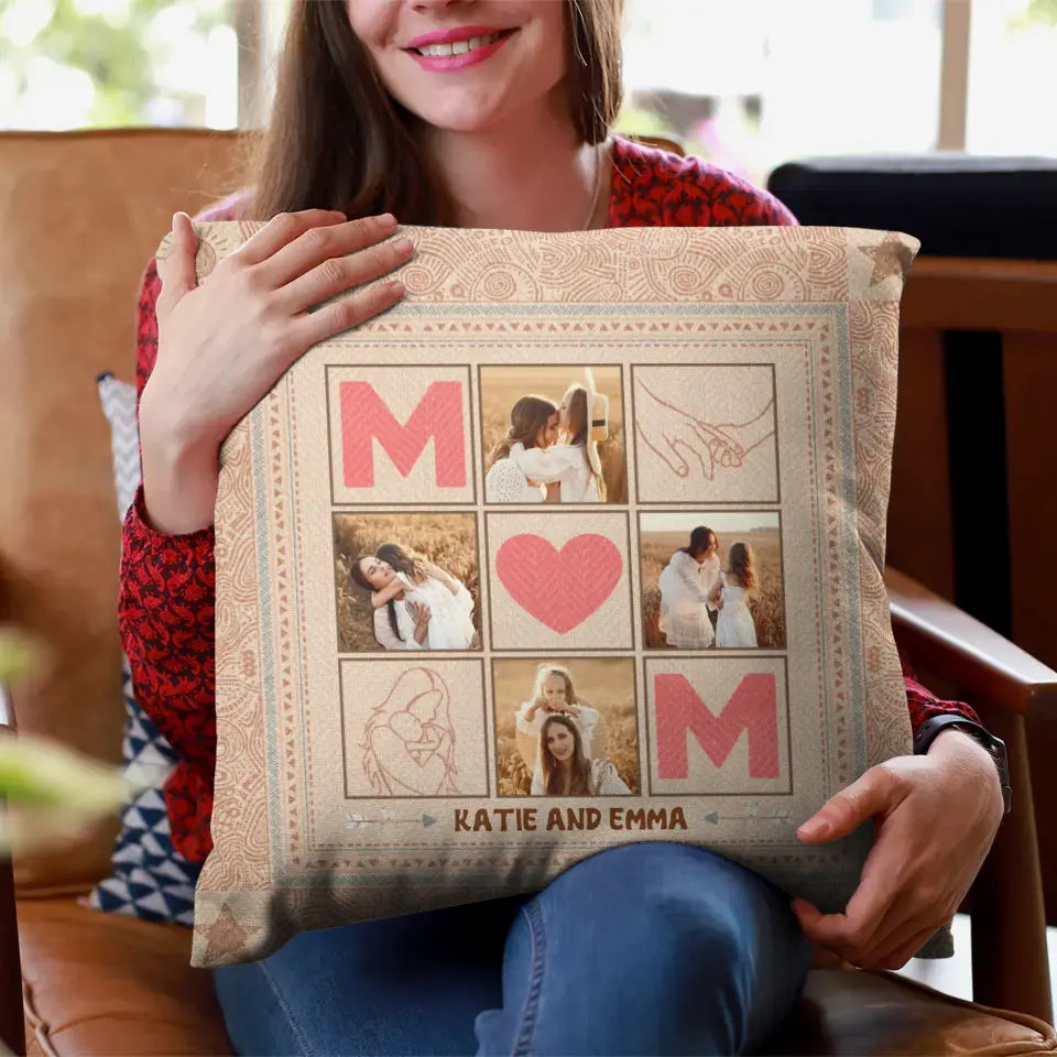 Mom Boho - Custom Photo - Personalized Gifts For Mom - Pillow