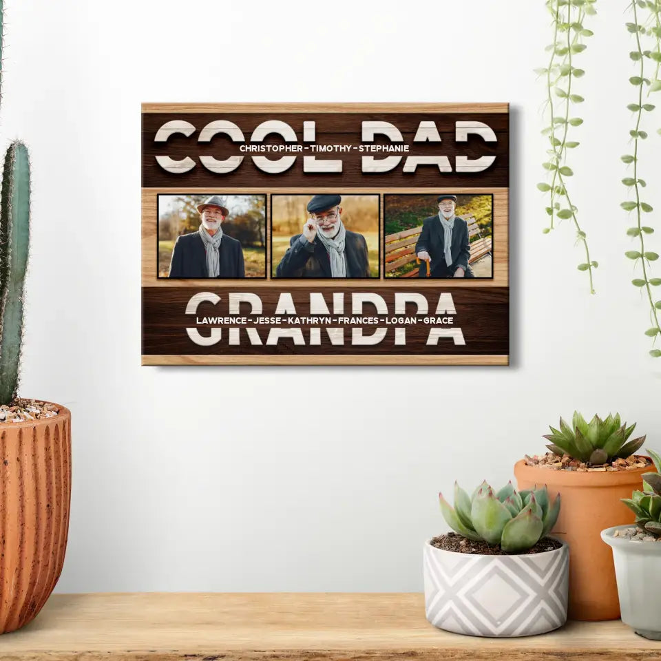 Cool Dad And Grandpa - Custom Photo - Personalized Gifts For Grandpa - Canvas Photo Tiles