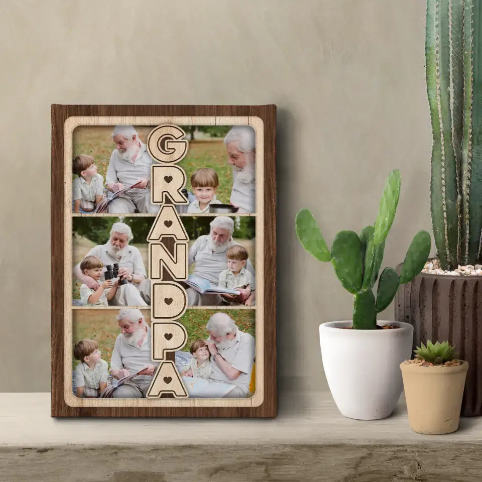 Grandpa Photo Collage - Custom Photo - Personalized Gifts For Grandpa - Canvas Photo Tiles