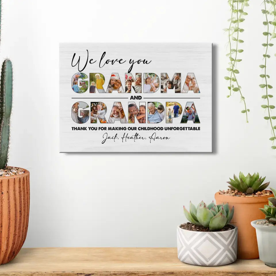 We Love You Grandpa - Custom Photo - Personalized Gifts For Grandpa - Canvas Photo Tiles