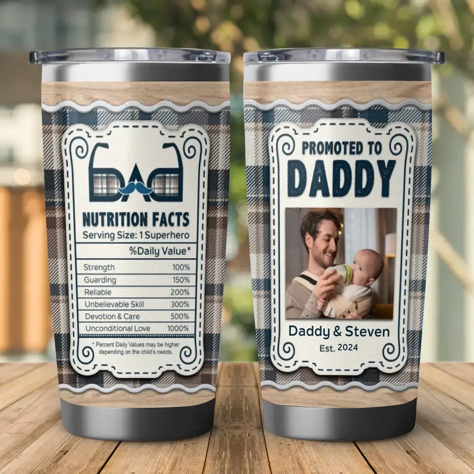 Promoted To Daddy - Custom Photo - Personalized Gifts For Dad - 20oz Tumbler