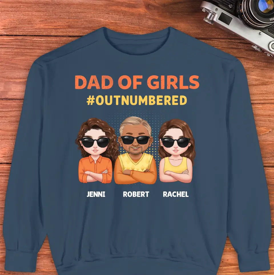 Dad Of Girls Outnumbered - Custom Name - Personalized Gifts For Dad - Sweater