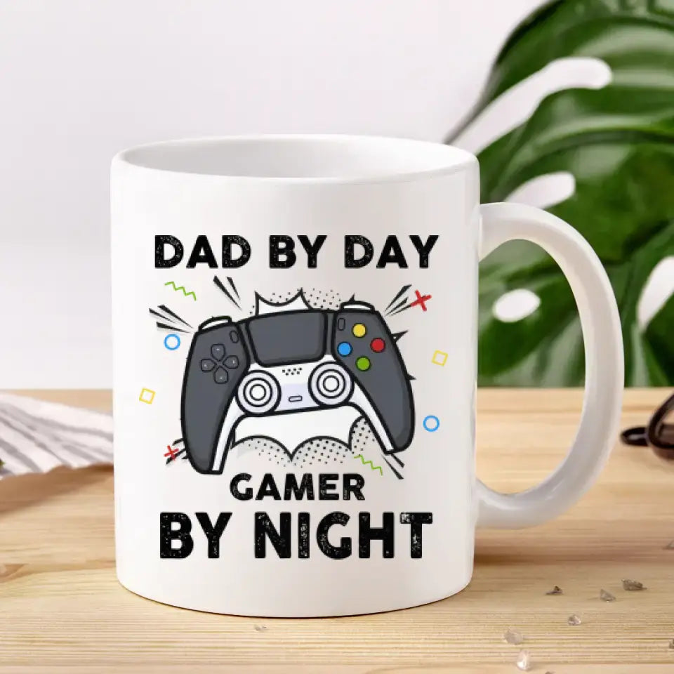 Dad By Day Gamer By Night - Custom Photo - Personalized Gifts For Dad - Mug