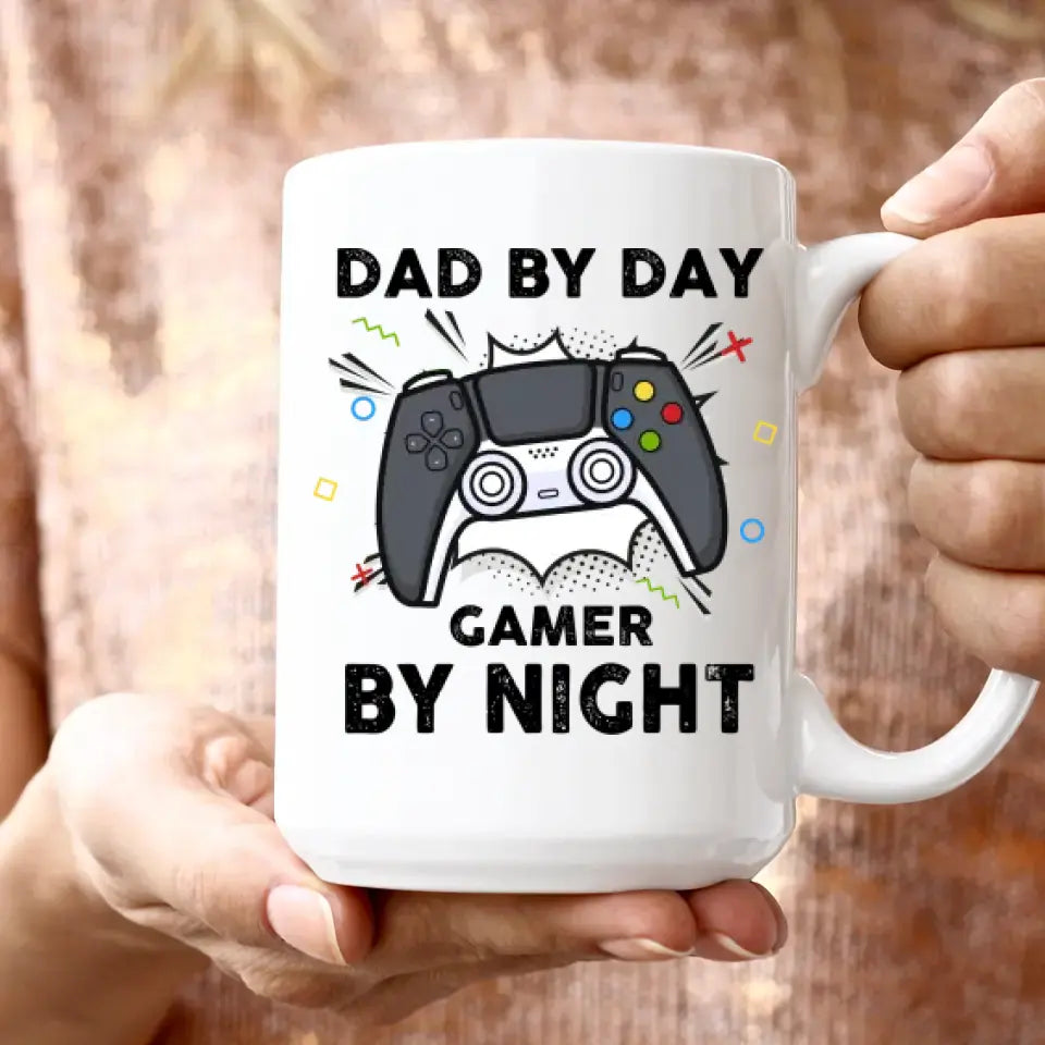 Dad By Day Gamer By Night - Custom Photo - Personalized Gifts For Dad - Mug