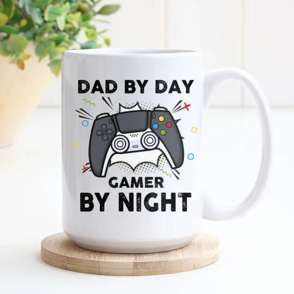 Dad By Day Gamer By Night - Custom Photo - Personalized Gifts For Dad - Mug