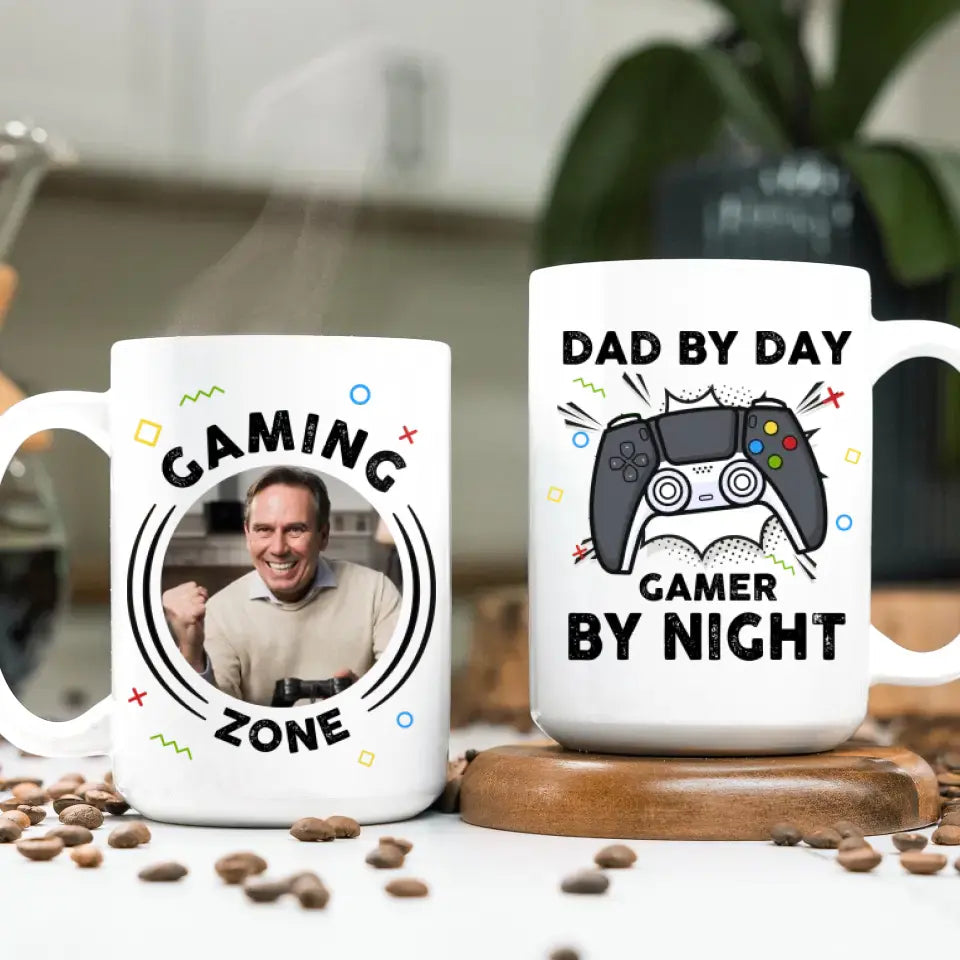 Dad By Day Gamer By Night - Custom Photo - Personalized Gifts For Dad - Mug