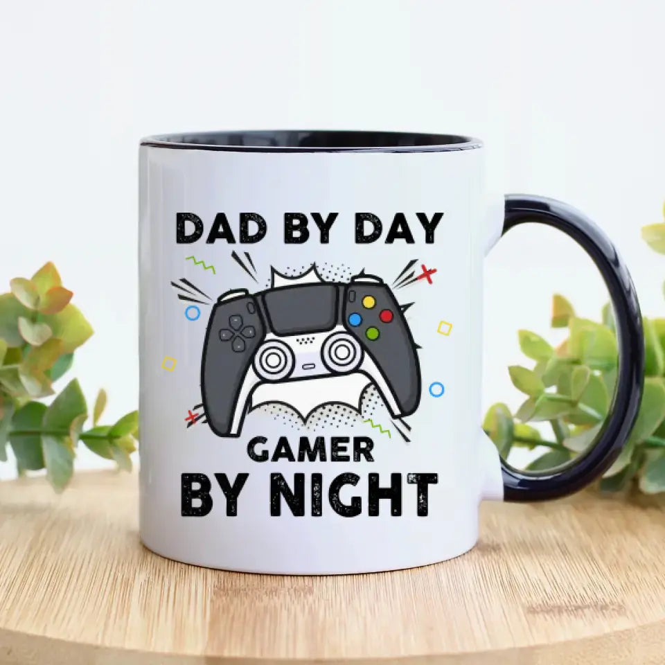 Dad By Day Gamer By Night - Custom Photo - Personalized Gifts For Dad - Mug