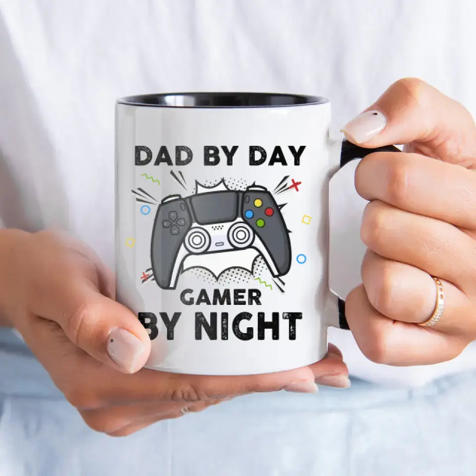 Dad By Day Gamer By Night - Custom Photo - Personalized Gifts For Dad - Mug