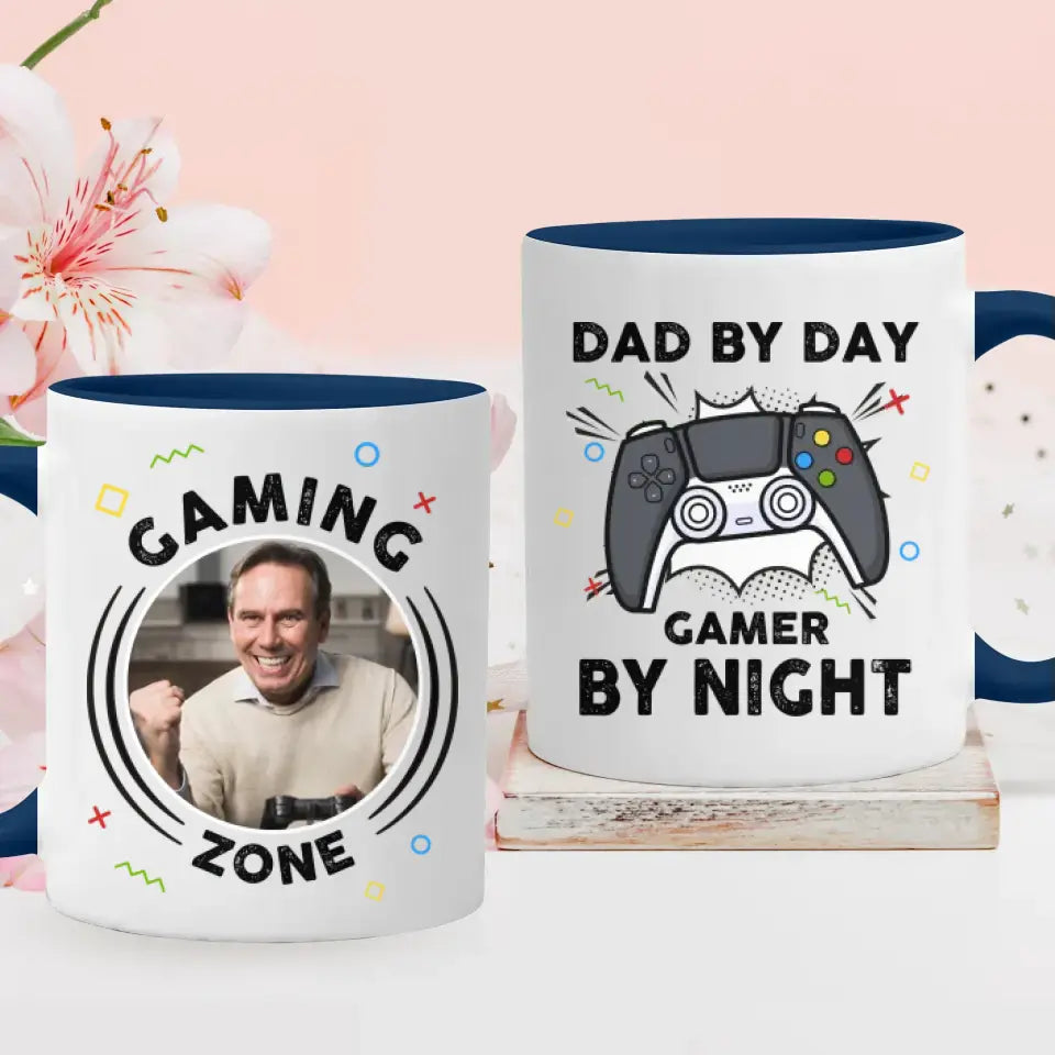 Dad By Day Gamer By Night - Custom Photo - Personalized Gifts For Dad - Mug