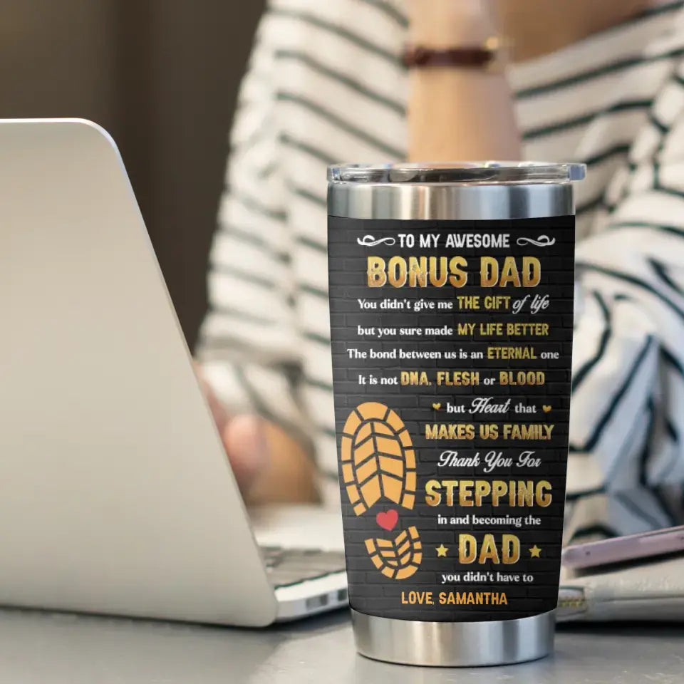 Best Bonus Dad - Custom Photo - Personalized Gifts For Dad - 20oz Tumbler