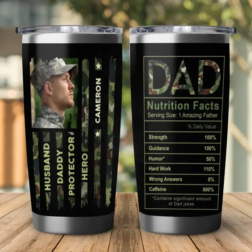 Camo Dad - Custom Photo - Personalized Gifts For Dad - 20oz Tumbler