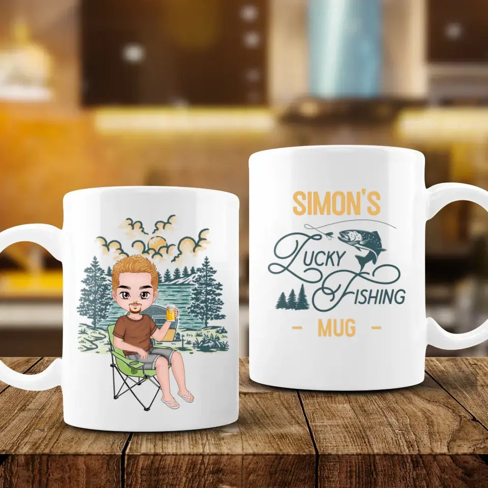 Lucky Fishing - Custom Name - Personalized Gifts For Dad - Mug