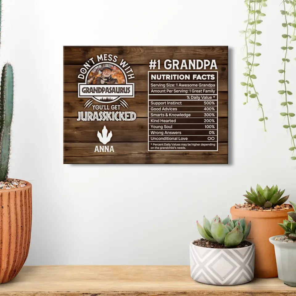 Don't Mess With Jurasskicked - Custom Photo - Personalized Gifts For Grandpa - Canvas Photo Tiles