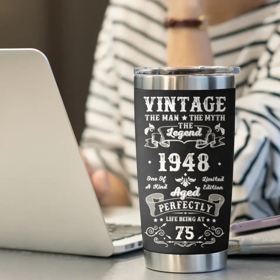 Vintage Grandpa - Custom Photo - Personalized Gifts For Grandpa - 20oz Tumbler