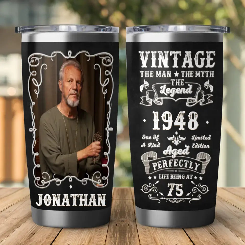 Vintage Grandpa - Custom Photo - Personalized Gifts For Grandpa - 20oz Tumbler