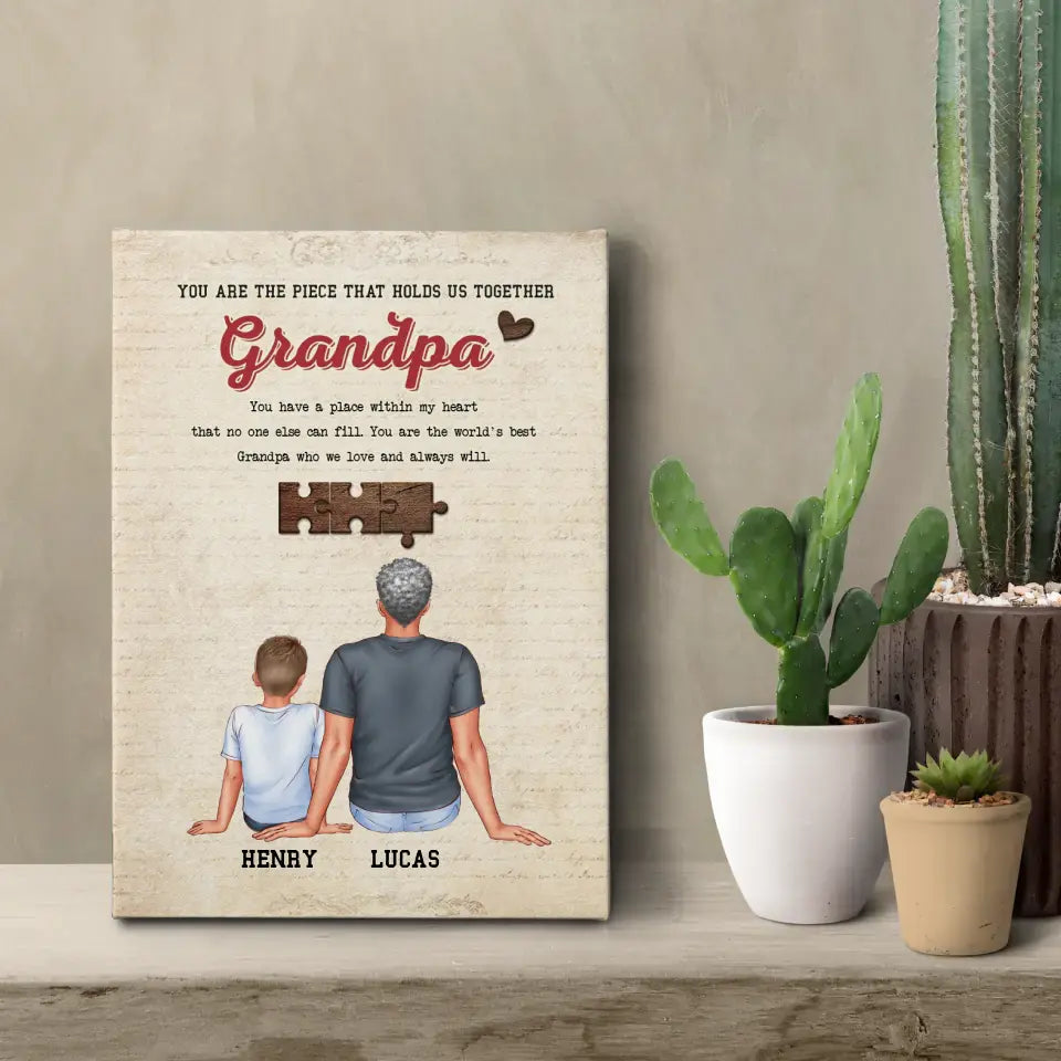 You Are The Piece - Custom Name - Personalized Gifts For Grandpa - Canvas Photo Tiles