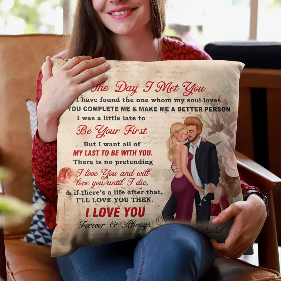 The Day I Met You - Custom Name - Personalized Gifts For Couple - Pillow