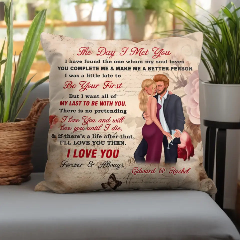 The Day I Met You - Custom Name - Personalized Gifts For Couple - Pillow