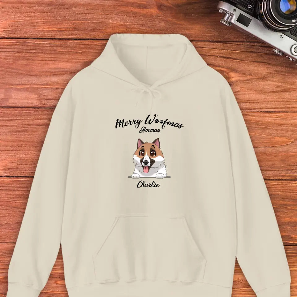 Merry Woofmas - Custom Name - Personalized GIfts For Dog Lovers - Hoodie