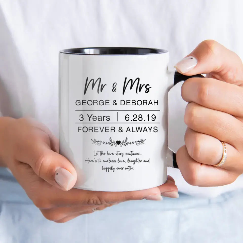 Mr & Mrs Forever & Always - Personalized Gifts For Couples - Mug