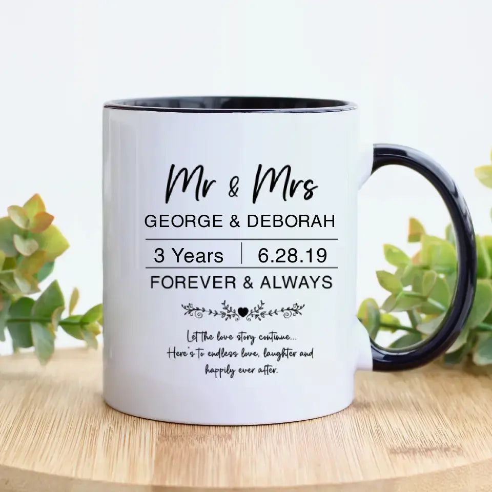 Mr & Mrs Forever & Always - Personalized Gifts For Couples - Mug