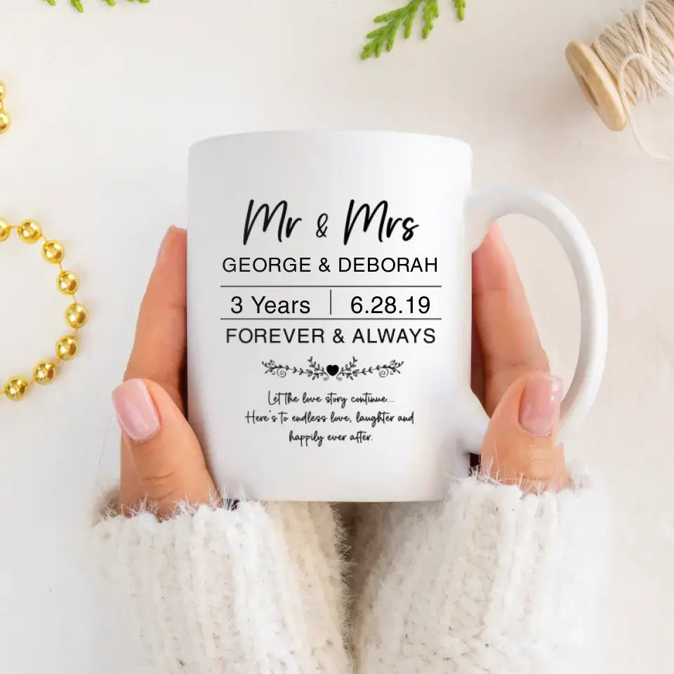 Mr & Mrs Forever & Always - Personalized Gifts For Couples - Mug