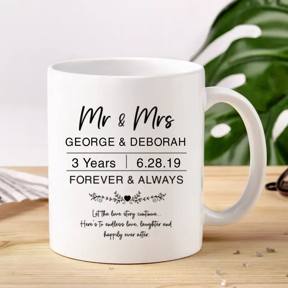 Mr & Mrs Forever & Always - Personalized Gifts For Couples - Mug