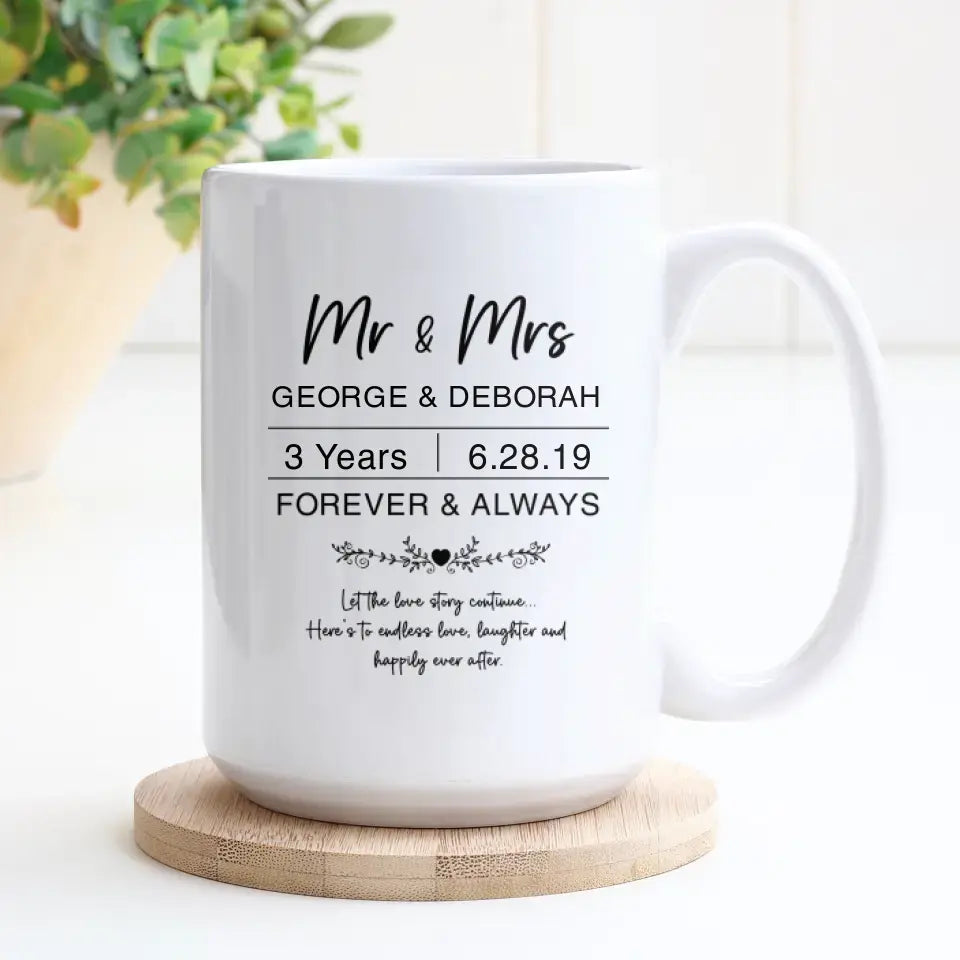 Mr & Mrs Forever & Always - Personalized Gifts For Couples - Mug