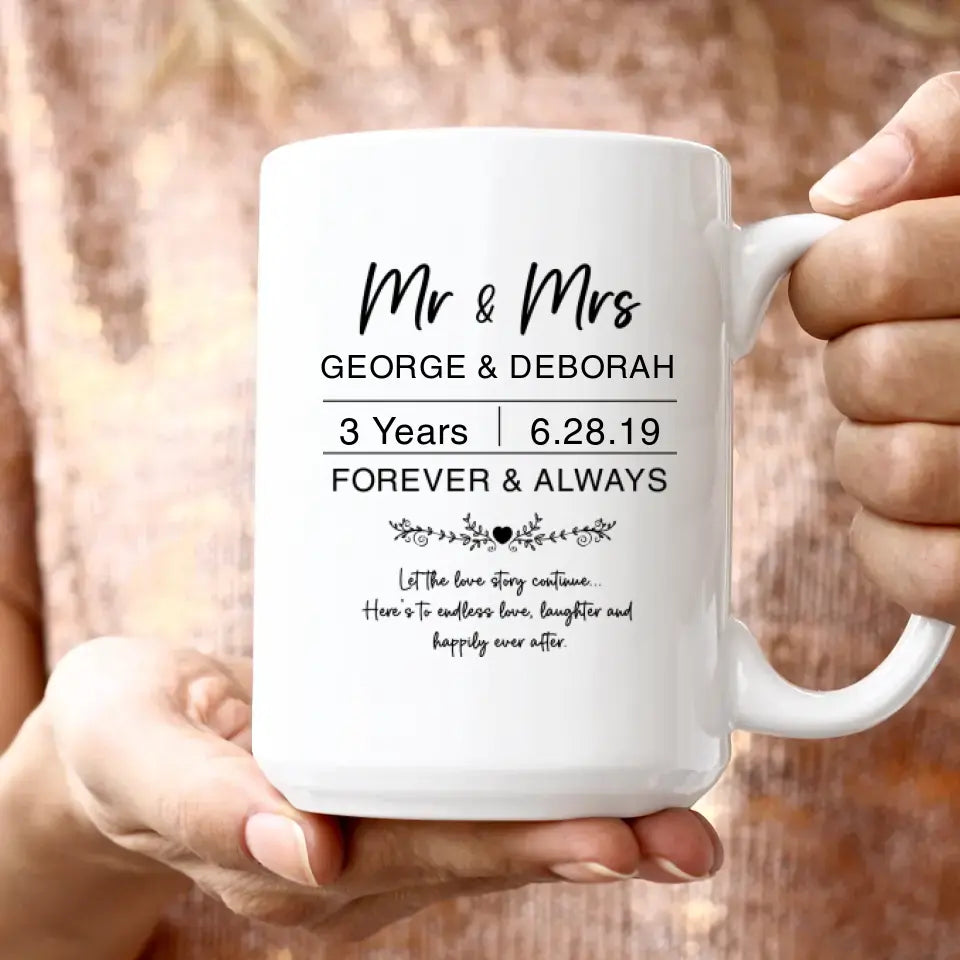 Mr & Mrs Forever & Always - Personalized Gifts For Couples - Mug