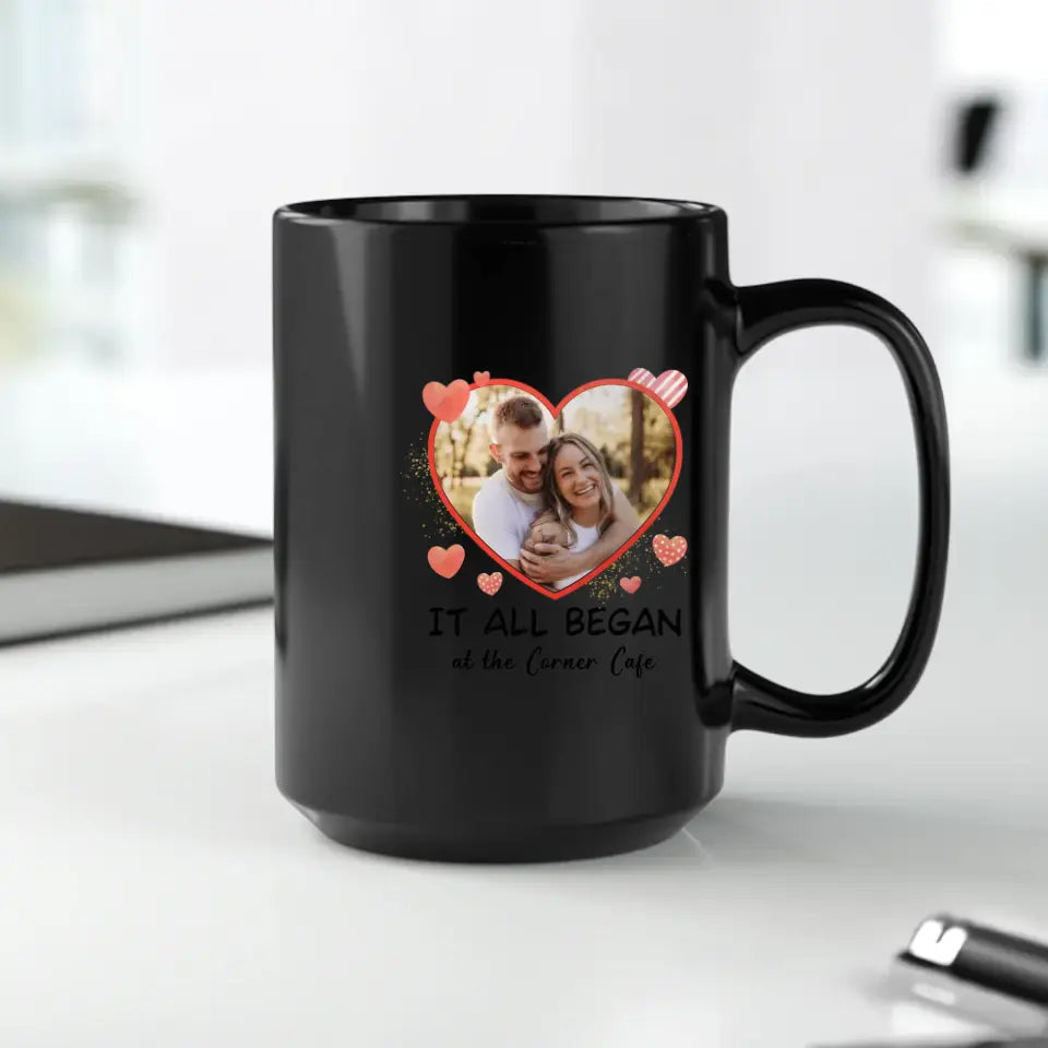 It All Began At The Corner Cafe - Personalized Gifts For Couples - Mug