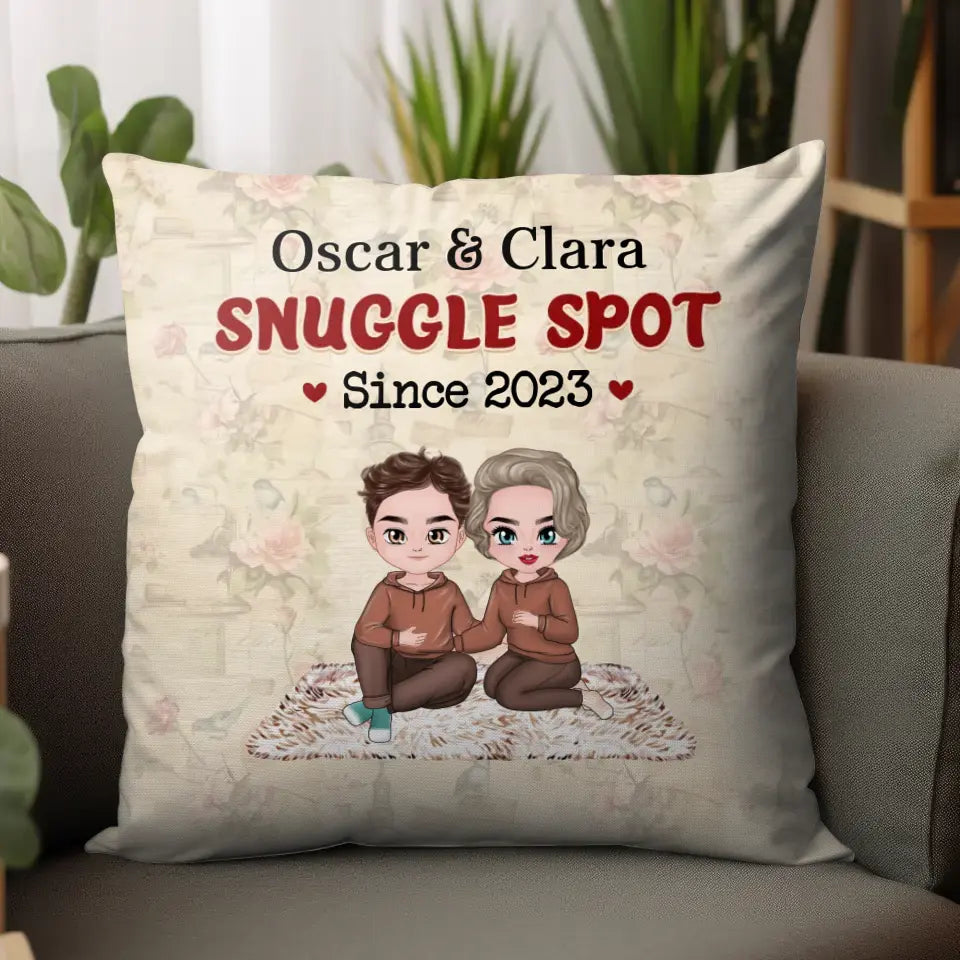 Snuggle Spot - Custom Name - Personalized Gifts For Couple - Pillow