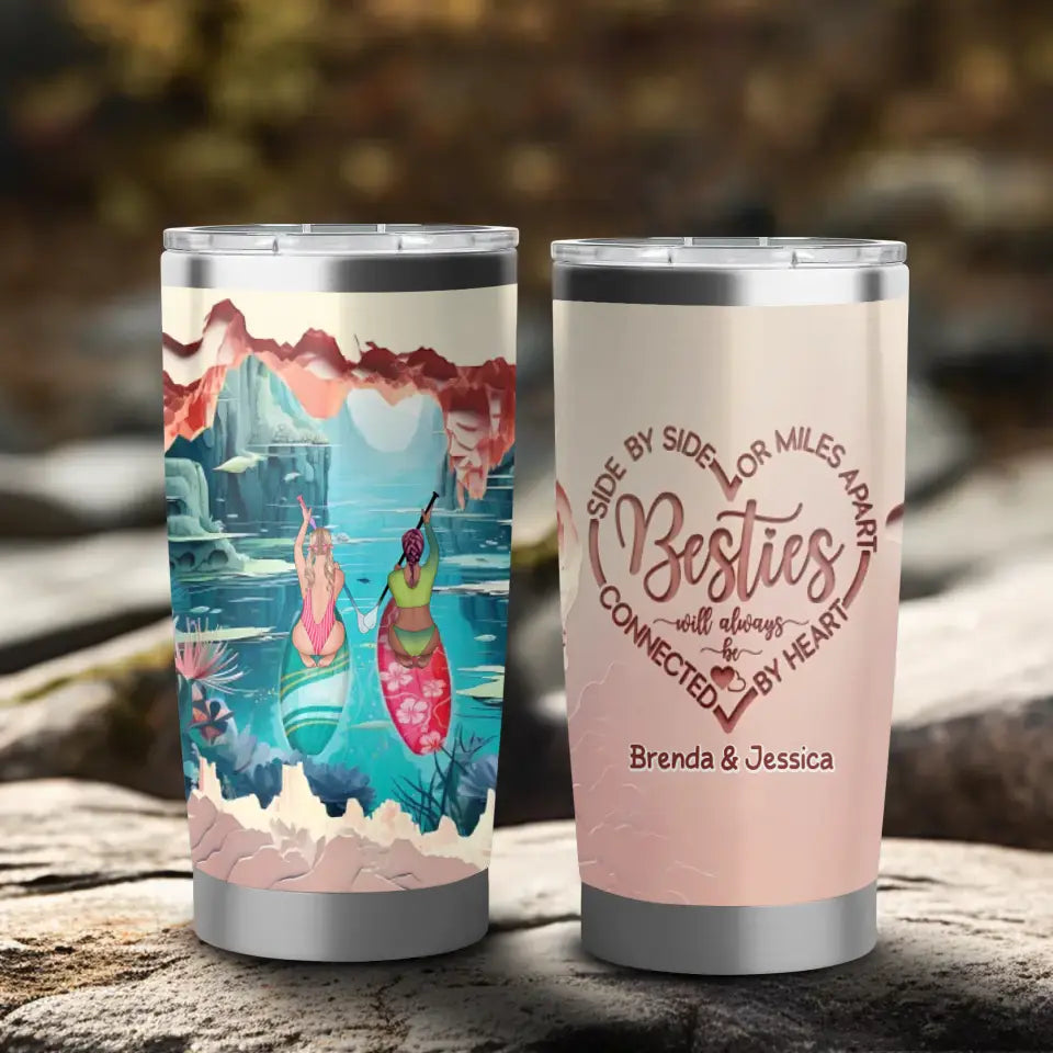 Always Connected By Heart - Custom Name - Personalized Gifts For Bestie - 20oz Tumbler